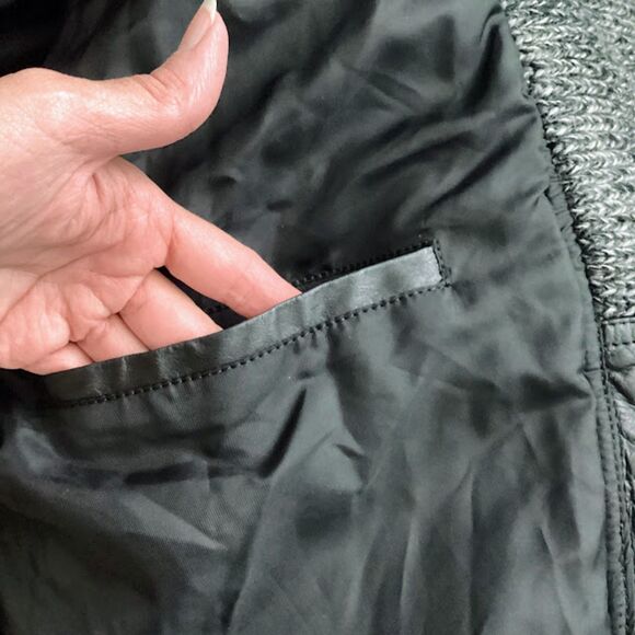 American Male Vintage Bomber Mixed Media Leather Jacket Men's in Black Large - Picture 10 of 10